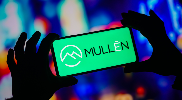 In this photo illustration, the Mullen Technologies (MULN) logo is displayed on a smartphone screen